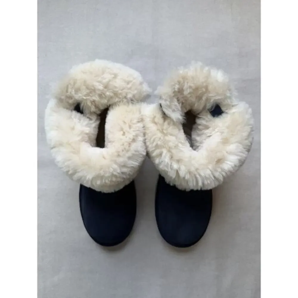 Koolaburra By Ugg Sz 7 Remley Mini Blue‎ Suede Boots Cozy Winter Ankle